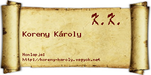 Koreny Károly névjegykártya