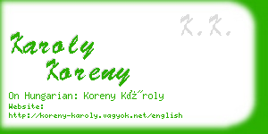 karoly koreny business card